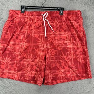 Cubavera Swim Trunks Mens 2XL Red Floral Drawstring‎ Stretch Board Shorts NEW